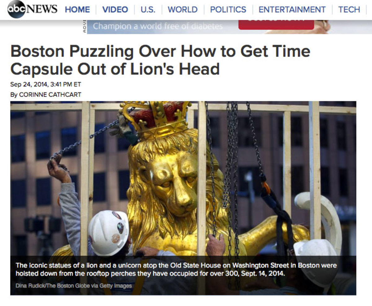 Το Λιοντάρι της Βοστώνης και η χρονοκάψουλα των 113 ετών στο κεφάλι του