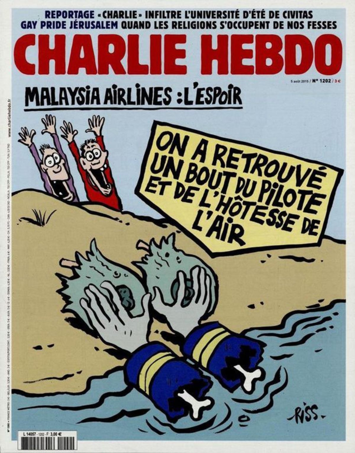 Εξώφυλλο Charlie Hebdo: Διαμελισμένα χέρια πιλότου πάνω σε στήθη αεροσυνοδού μοιραίας πτήσης