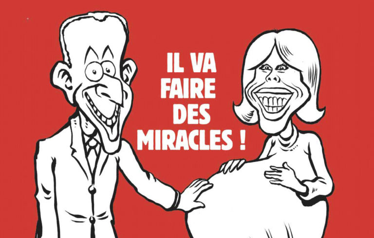 Κακόγουστο πρωτοσέλιδο από το Charlie Hebdo: Ο Μακρόν αφήνει έγκυο την Τρονιέ [pic]
