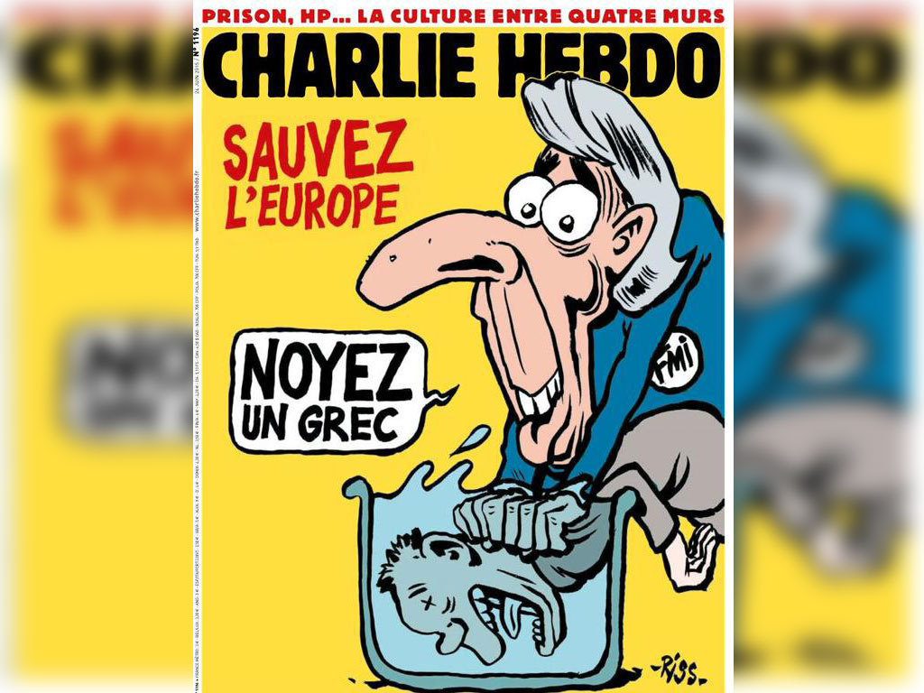 Charlie Hebdo – Το πρωτοσέλιδο για την Ελλάδα: Πνίξε κι εσύ έναν Έλληνα!
