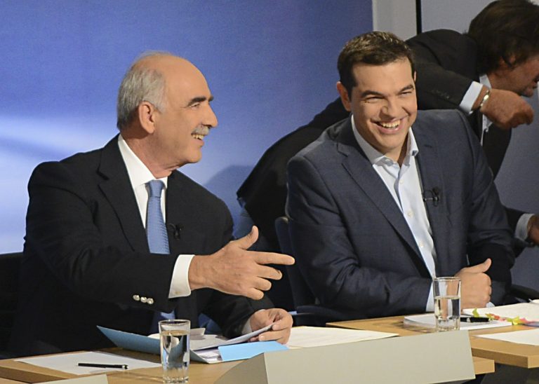Debate πολιτικών αρχηγών: Τσίπρας – Μεϊμαράκης περνούν ωραία… παρέα! ΦΩΤΟ