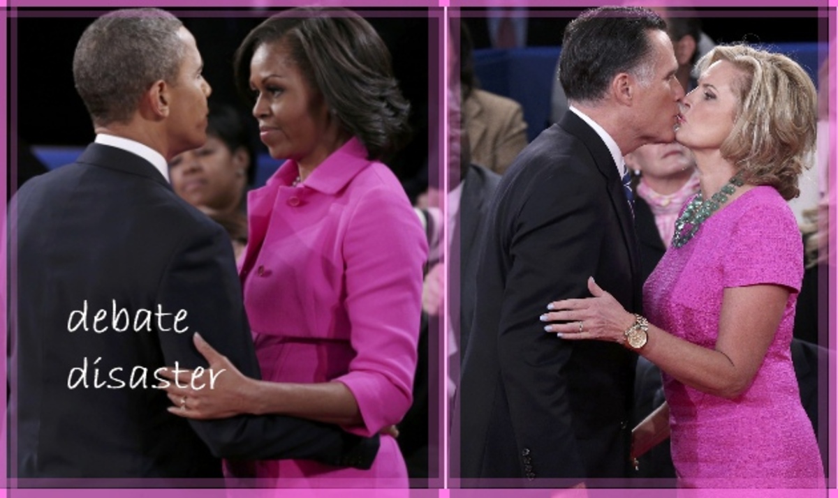 Oops! H M. Obama και A. Romney με το ίδιο χρώμα φορέματος στο debate των συζύγων τους!