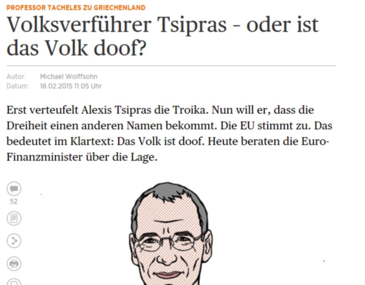 Ξεπερνούν τα όρια τα γερμανικά μέσα: Δημαγωγός ο Τσίπρας ή ηλίθιος ο ελληνικός λαός