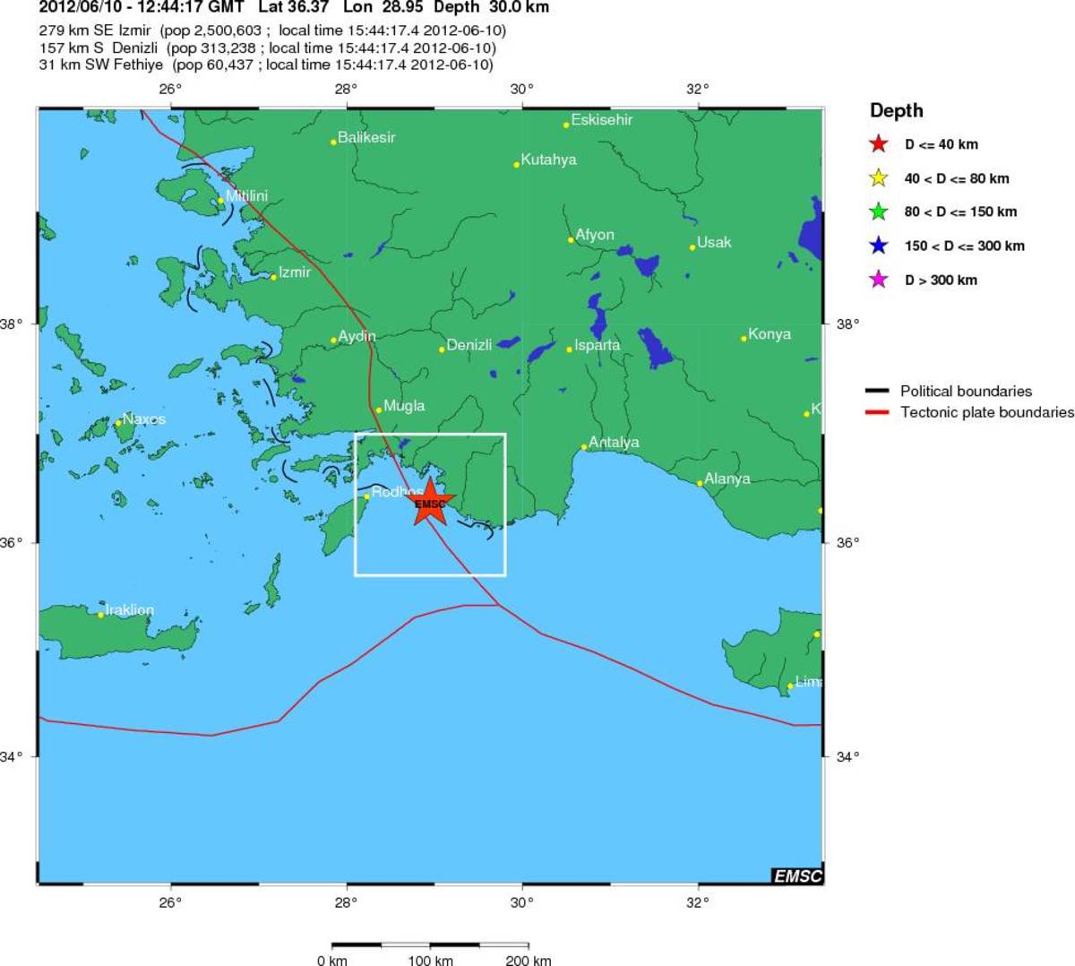 Σεισμός 5,8 Ρίχτερ μεταξύ Ρόδου και Τουρκίας