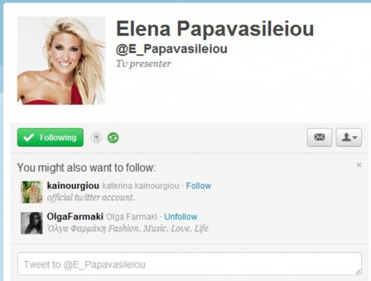 H Έλενα Παπαβασιλείου μπήκε στο twitter! – H Mενεγάκη την αποθέωσε… Οι άλλοι γιατί της την “πέφτουν” έτσι ;