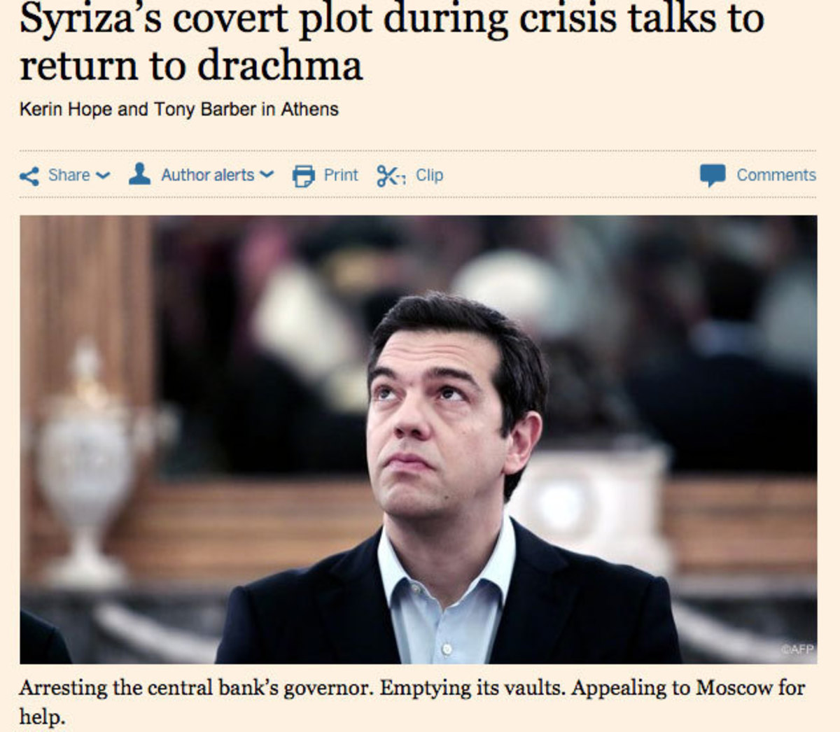 Financial Times: Το κρυφό σχέδιο του ΣΥΡΙΖΑ για επιστροφή στη δραχμή
