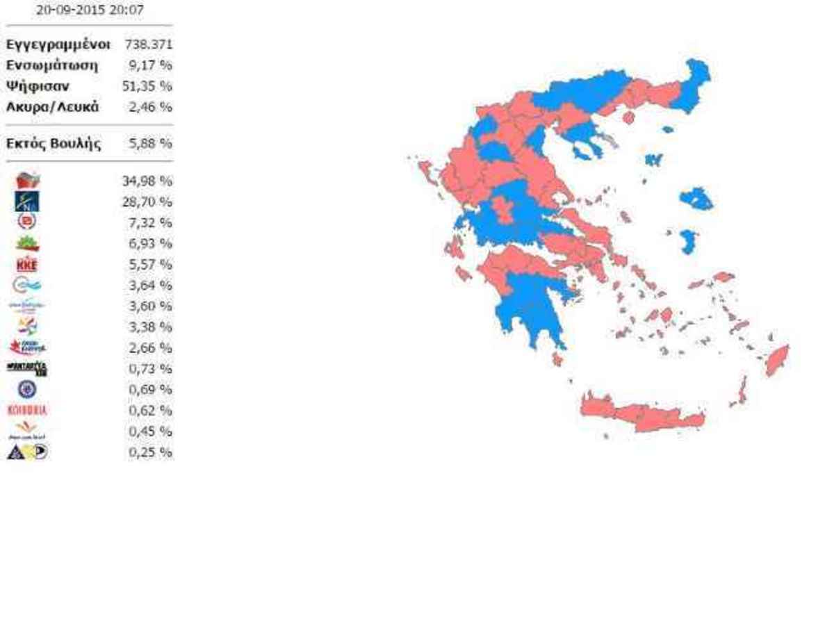 Live Αποτελέσματα εκλογών 2015 – Ο χάρτης των εκλογών