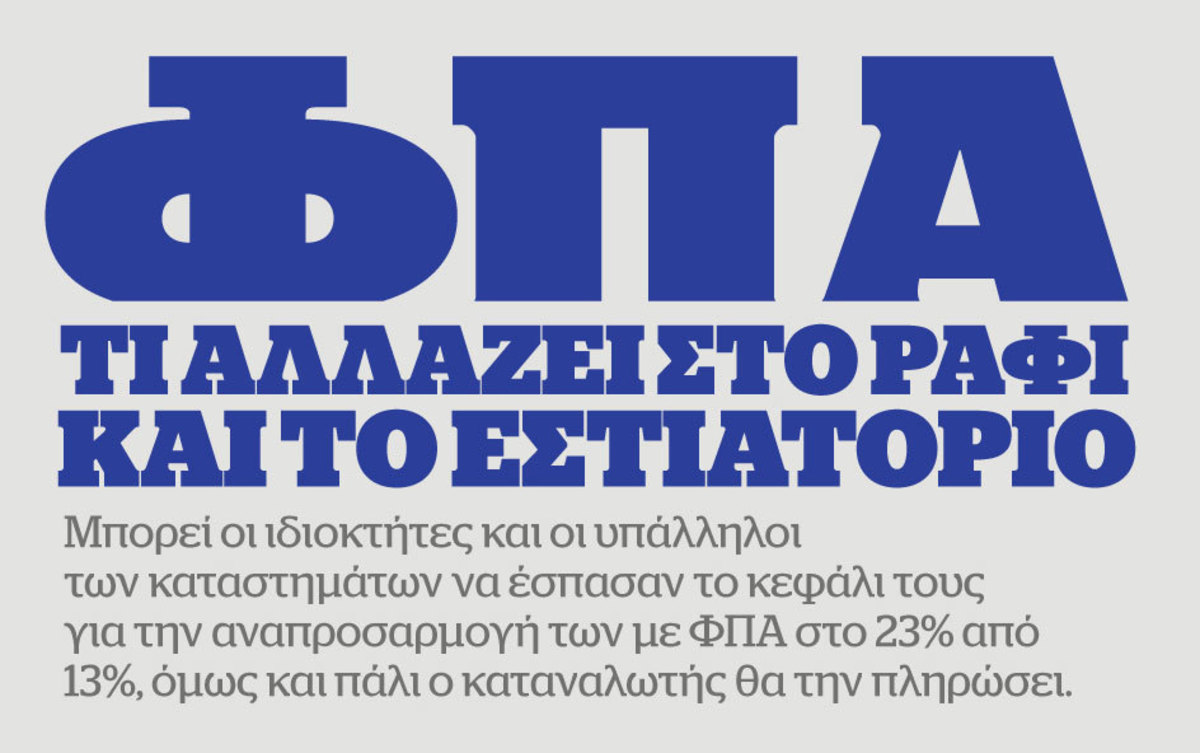 ΦΠΑ: Οι νέες τιμές με ΦΠΑ 23% – Τι αλλάζει στο ράφι και το εστιατόριο