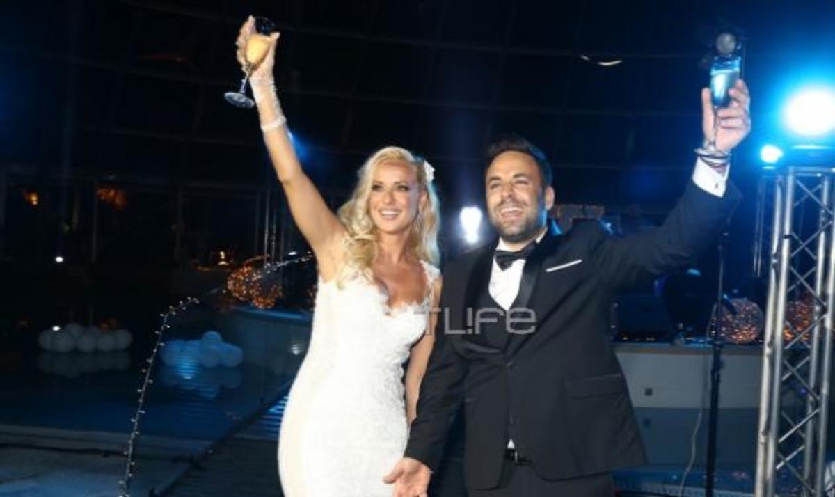 Γιώργος Γιαννιάς – Ελευθερία Παντελιδάκη: Βεγγαλικά και τούρτα υπερπαραγωγή στη δεξίωση του γάμου τους