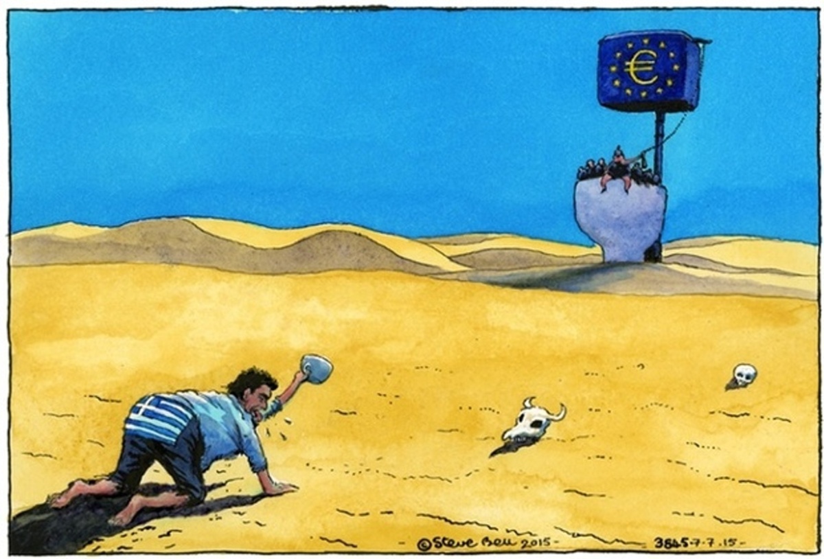 Ο διψασμένος Έλληνας και οι Ευρωπαίοι: Το νέο σκίτσο του Guardian για την Ελλάδα