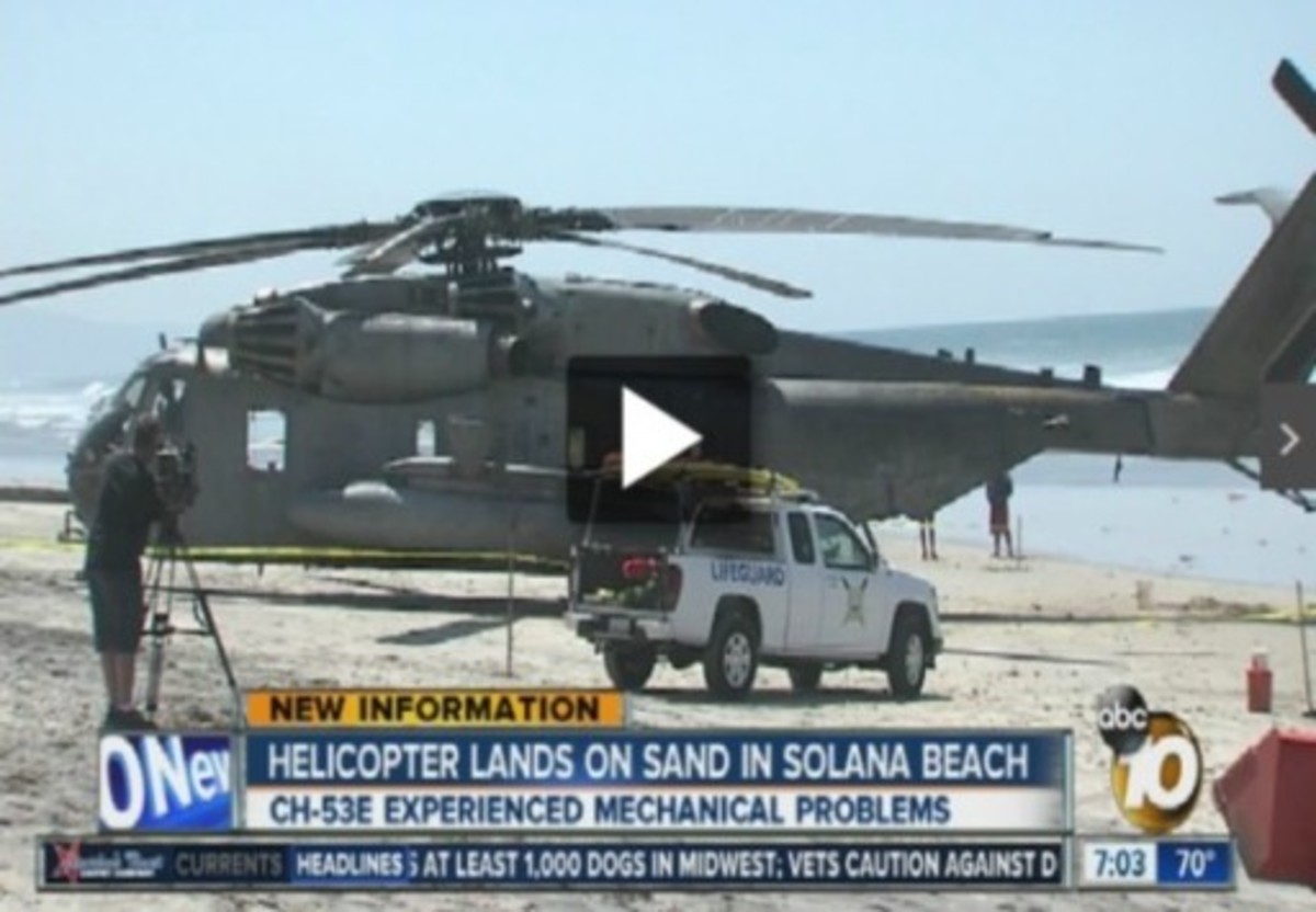 Προσγείωση ελικοπτέρου σε παραλία