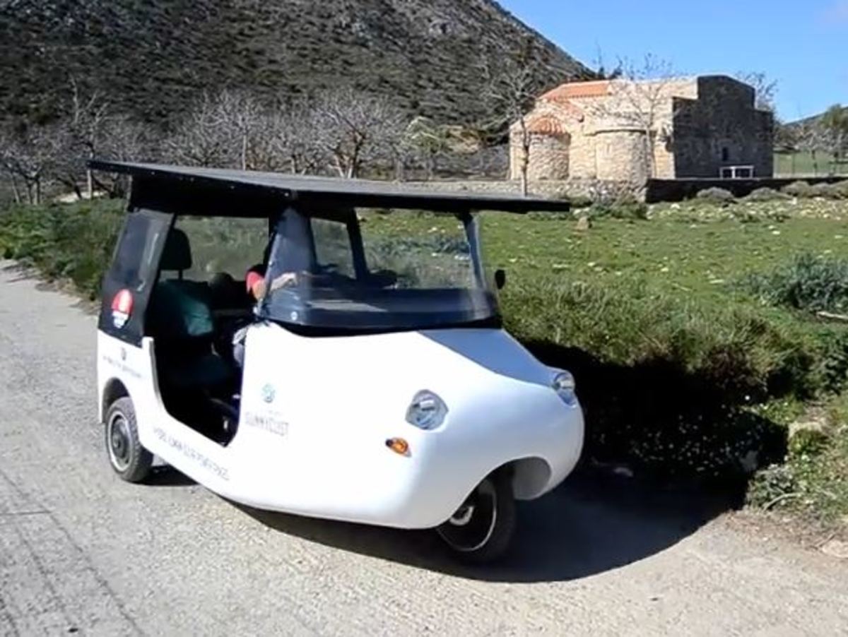 Το πρώτο ηλιακό αυτοκίνητο στην Κρήτη κάνει βόλτα στα βουνά του Λασιθίου (VIDEO)