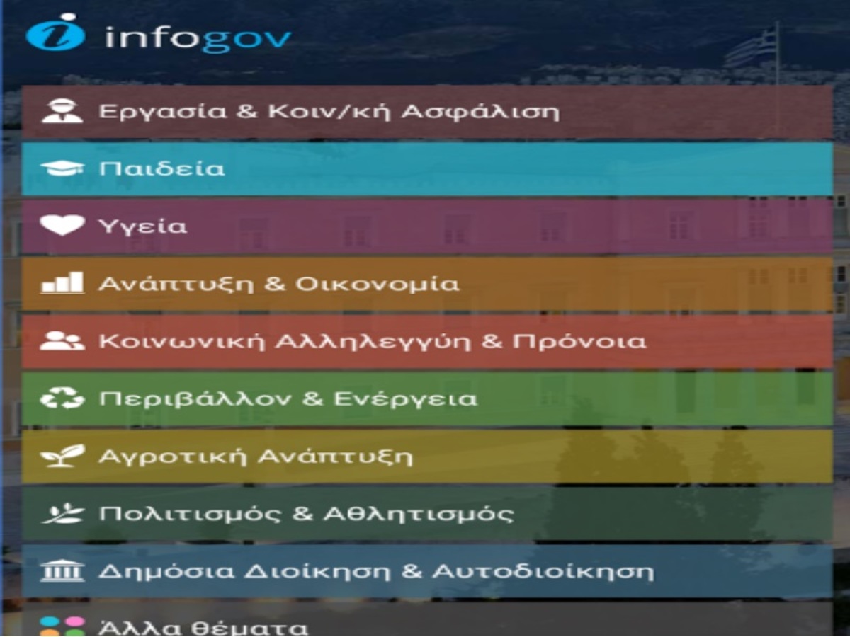 Διαθέσιμη σε smartphones και tablets η εφαρμογή «infogov»