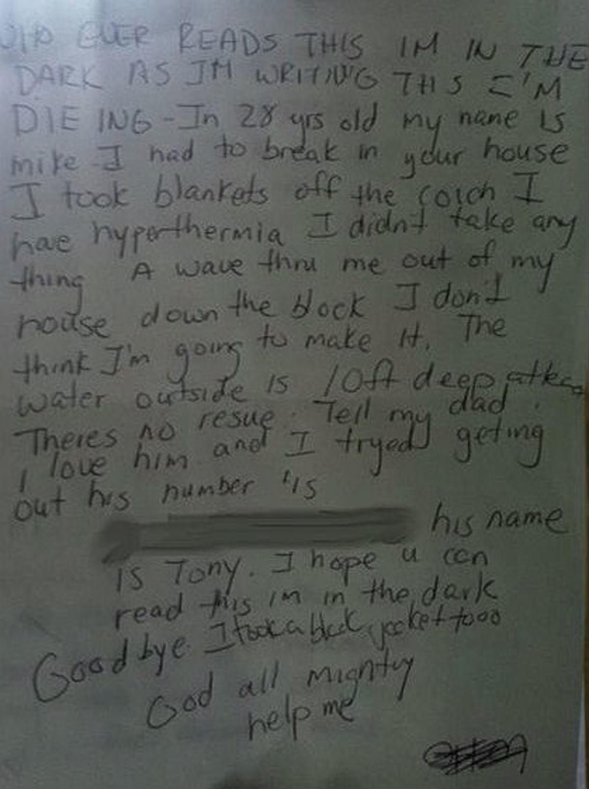 “Όποιος διαβάζει αυτό σημείωμα να ξέρει ότι πεθαίνω! Πείτε στον πατέρα μου ότι τον αγαπώ”