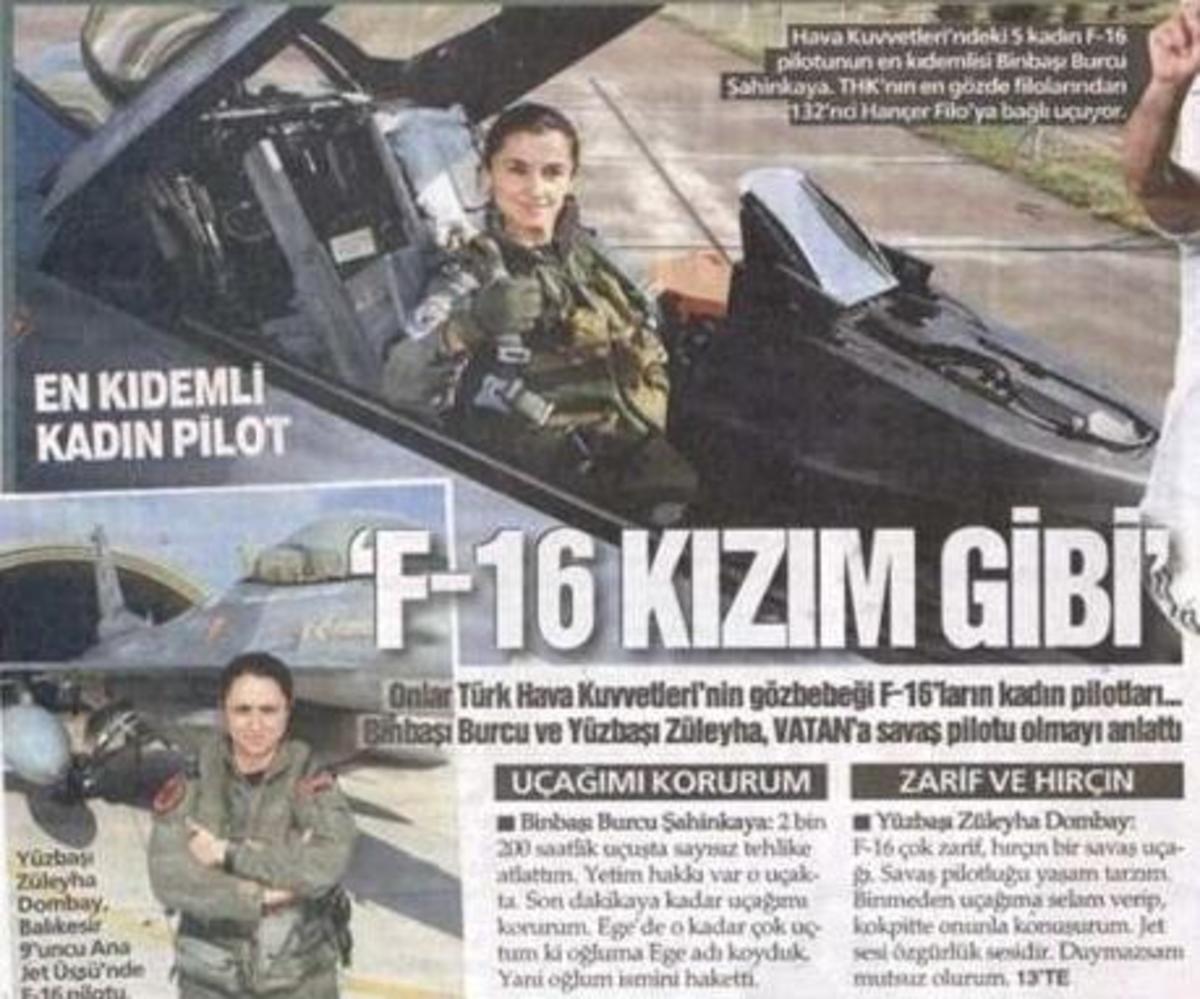 Oı τουρκάλες πιλότοι των F-16 στην εφημερίδα Vatan