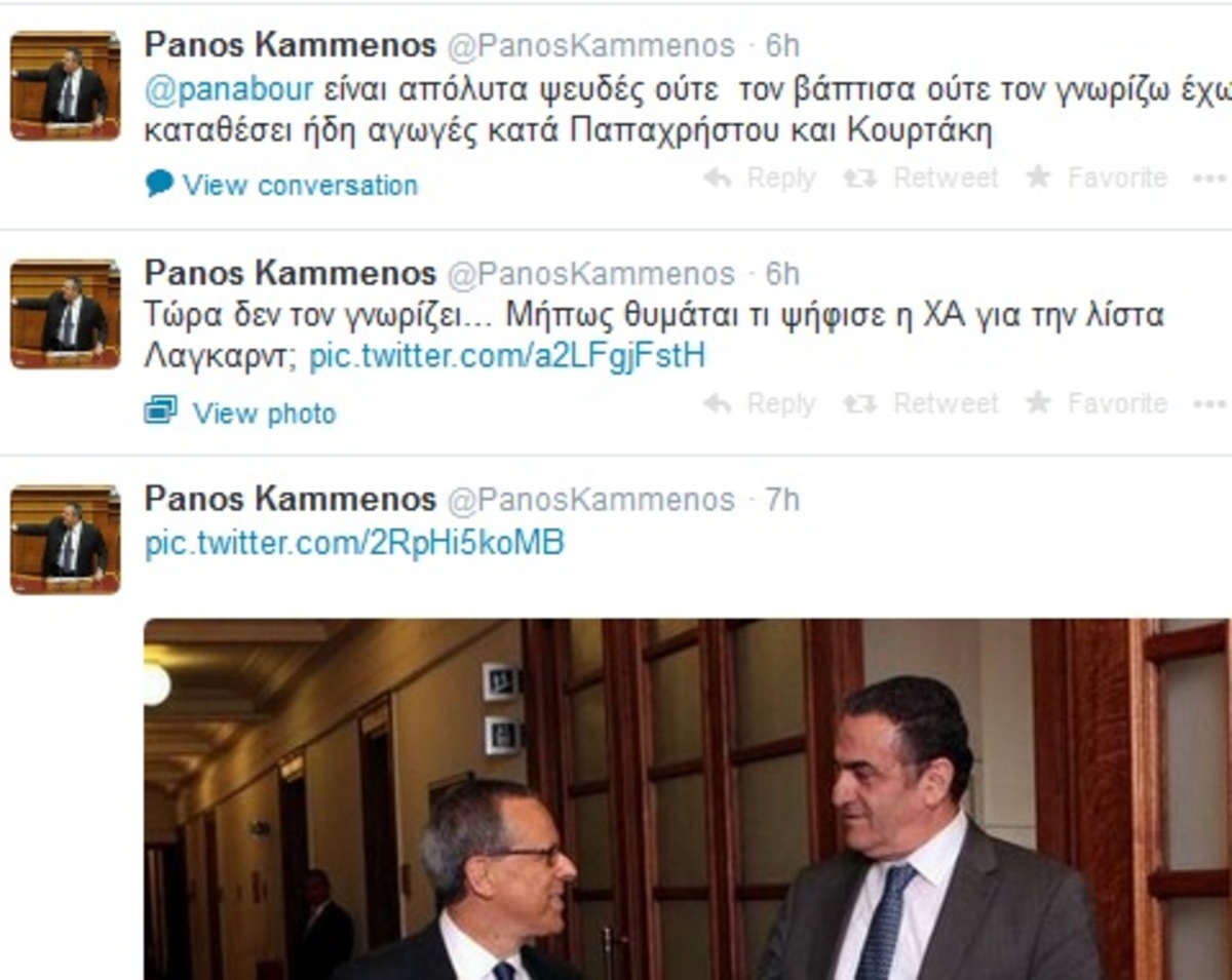 Π. Καμμένος: Δεν είναι βαφτιστήρι μου ο γιος του Μπαλτάκου