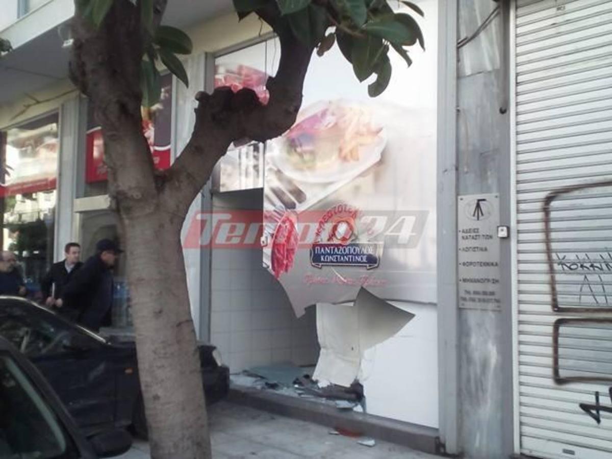 Πάτρα: Αυτοκίνητο καρφώθηκε σε κρεοπωλείο [pics, vid]