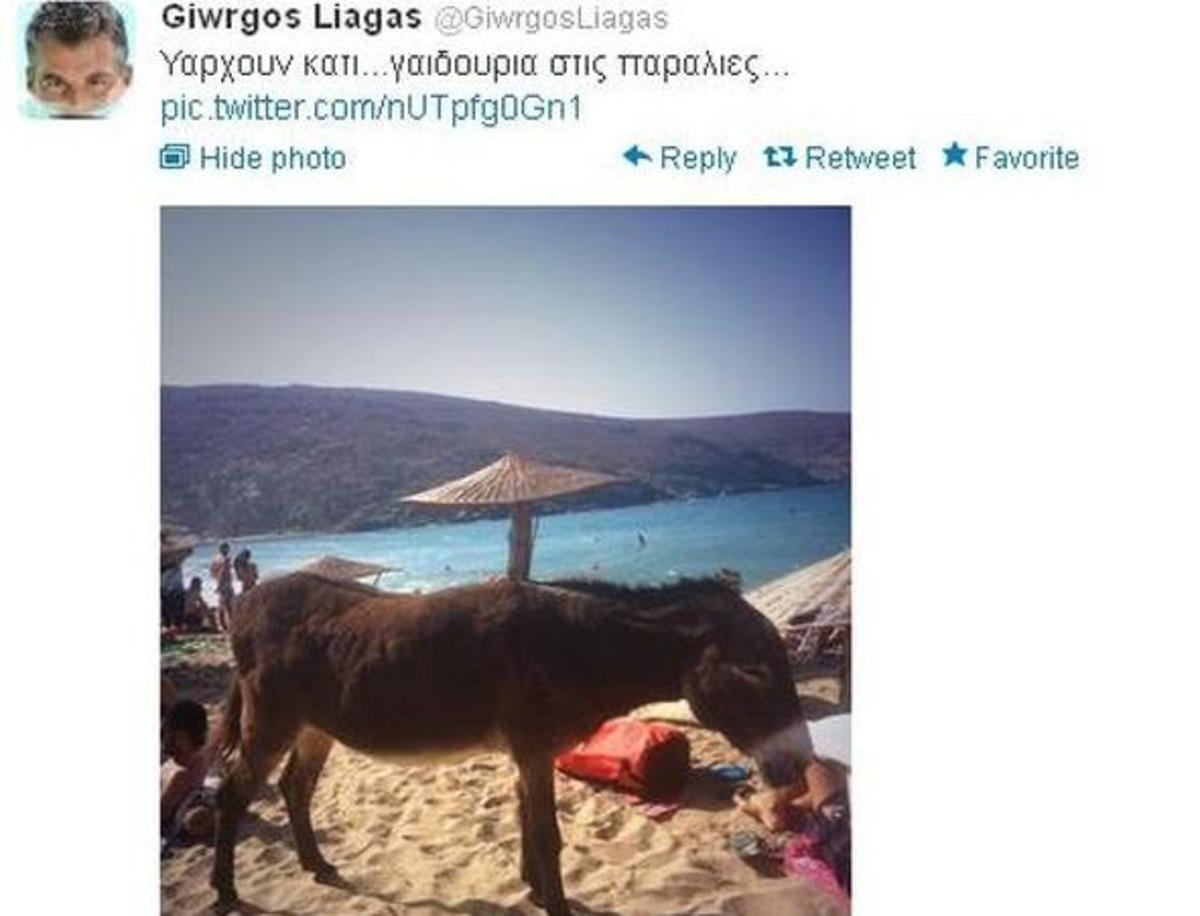 H απίστευτη φωτογραφία του Γιώργου Λιάγκα με ένα γαϊδούρι! Tι του κάνει ο γάιδαρος!