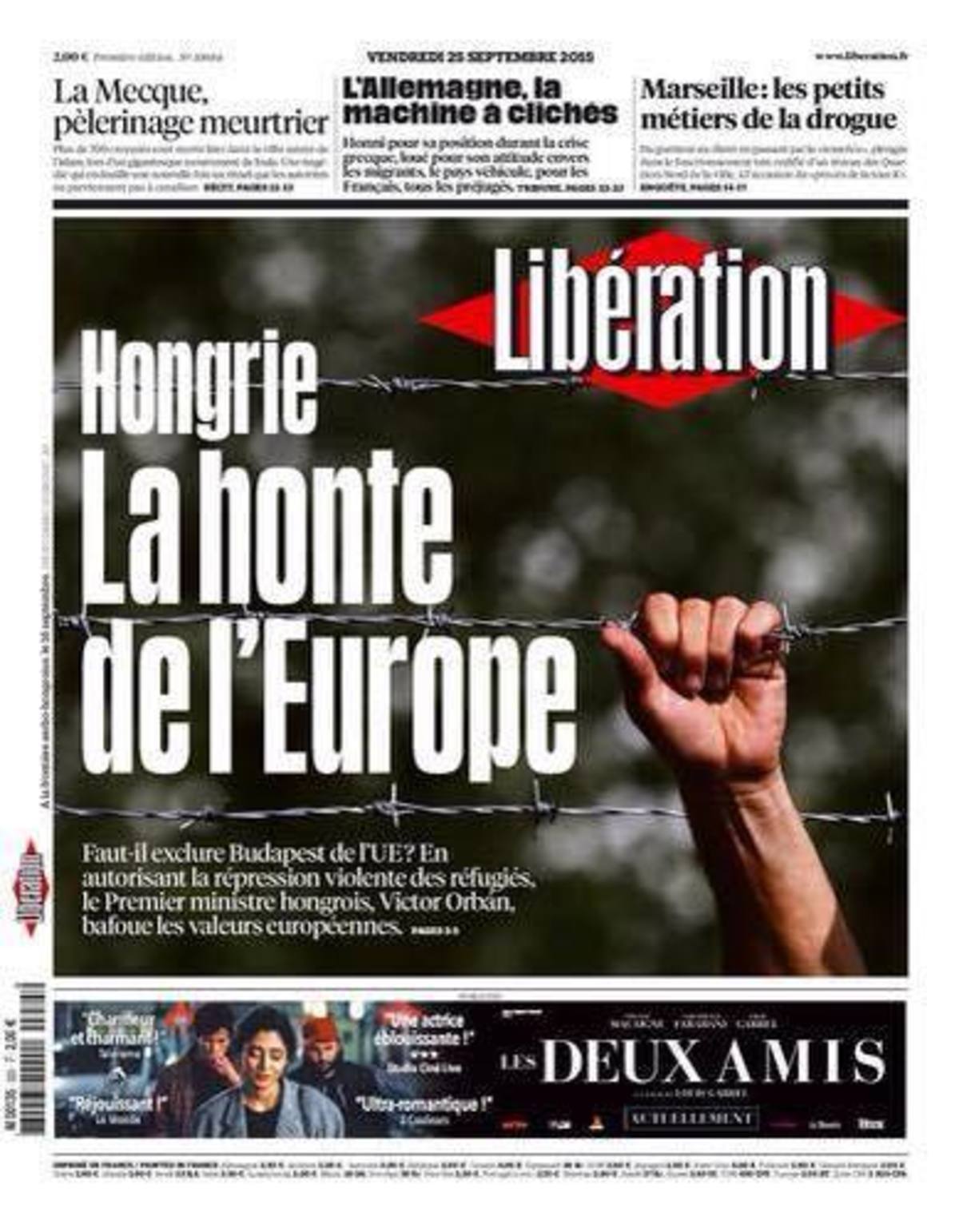 Συγκλονιστικό πρωτοσέλιδο της Liberation: Ουγγαρία, η ντροπή της Ευρώπης