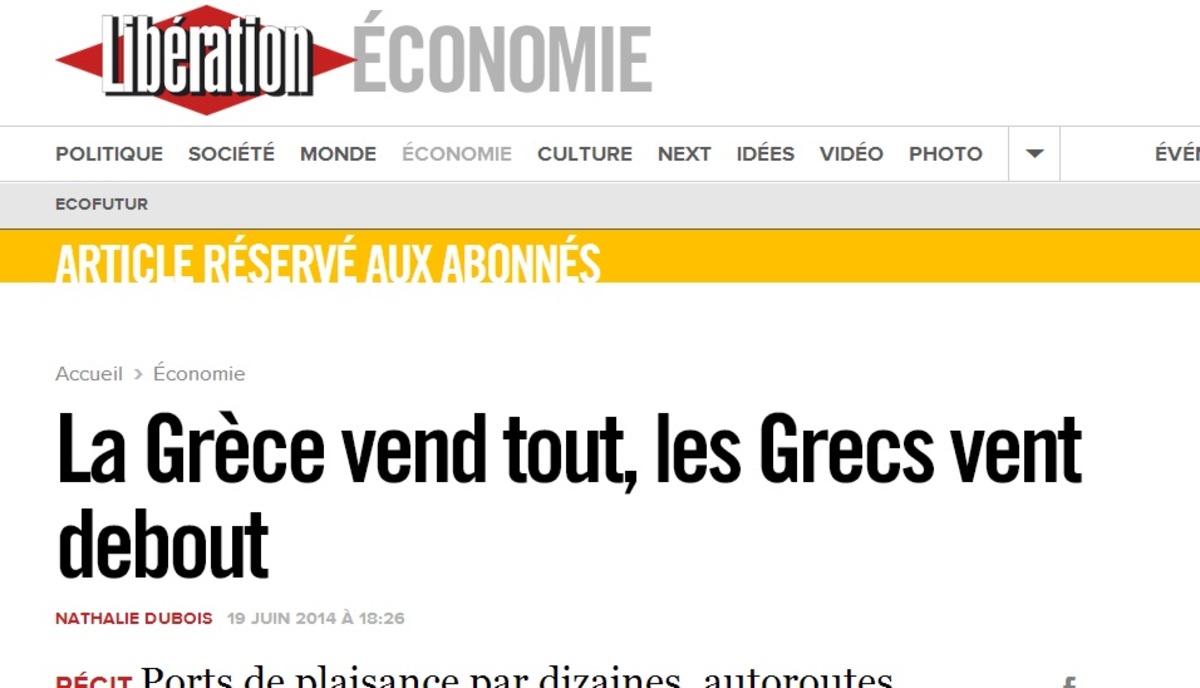 Liberation: Η Ελλάδα πουλά τα πάντα, οι Έλληνες στον άνεμο