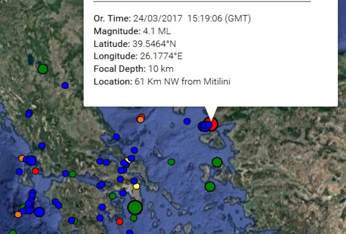 Ο χάρτης του σεισμού από το Γεωδυναμικό Ινστιτούτο