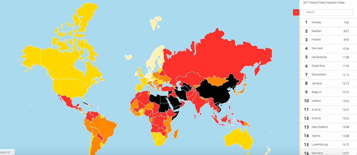 Ελευθερία του Τύπου: Στην 88η θέση η Ελλάδα, τελευταία η Βόρεια Κορέα