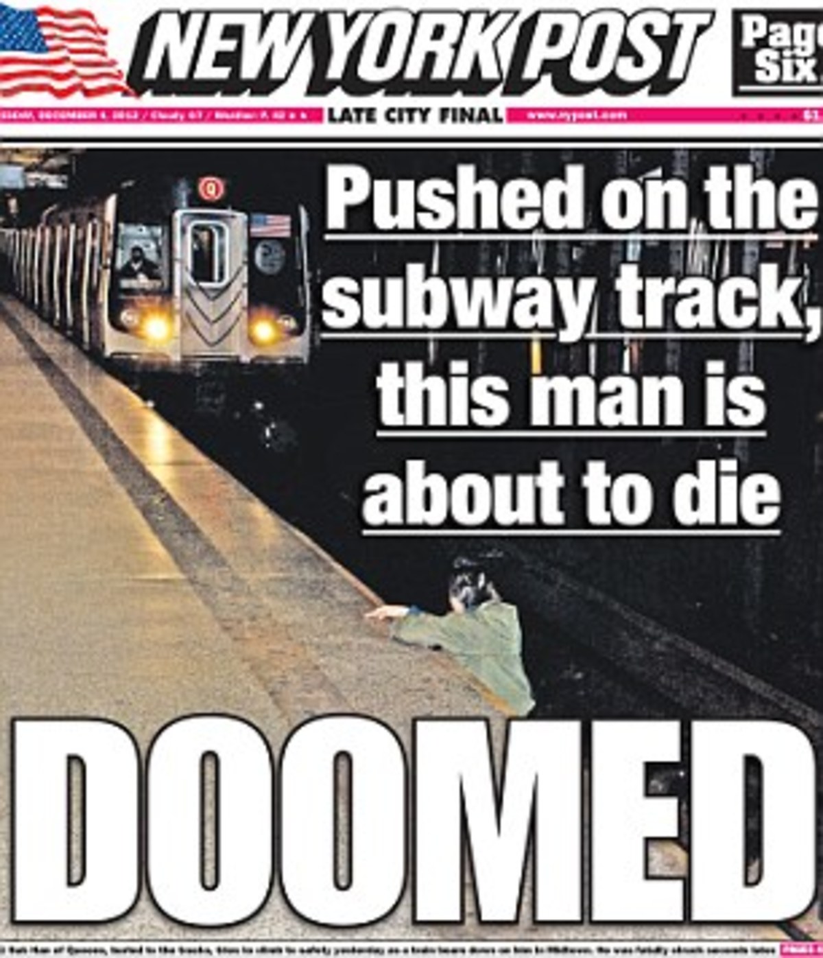 Σάλος από φωτογραφία της New York Post με άνδρα να πεθαίνει στις ράγες του Μετρό