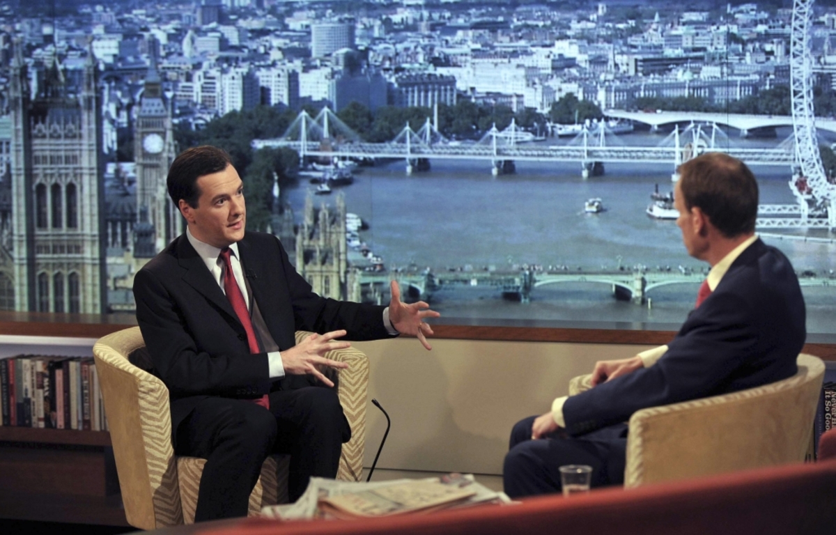 Ο βρετανός υπουργός Οικονομικών Τζορτζ Όσμπορν σε τηλεοπτική συνέντευξη του που παρουσίασε μερικά στοιχεία.