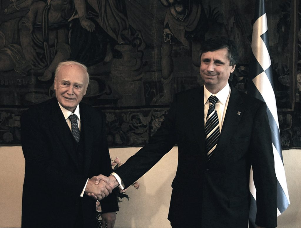 Ο πρόεδρος της Τσεχίας με τον Κάρολο Παπούλια ΦΩΤΟ EUROKINISSI