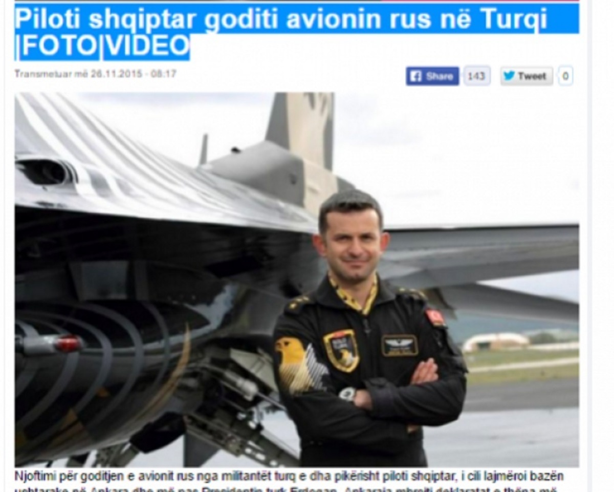 Αλβανός πιλότος σε τουρκικό F-16 “εντόπισε” το SU-24! Ανέκδοτο;