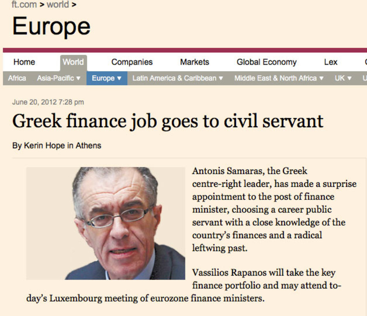 Financial Times: Έκπληξη του Σαμαρά ο Ράπανος