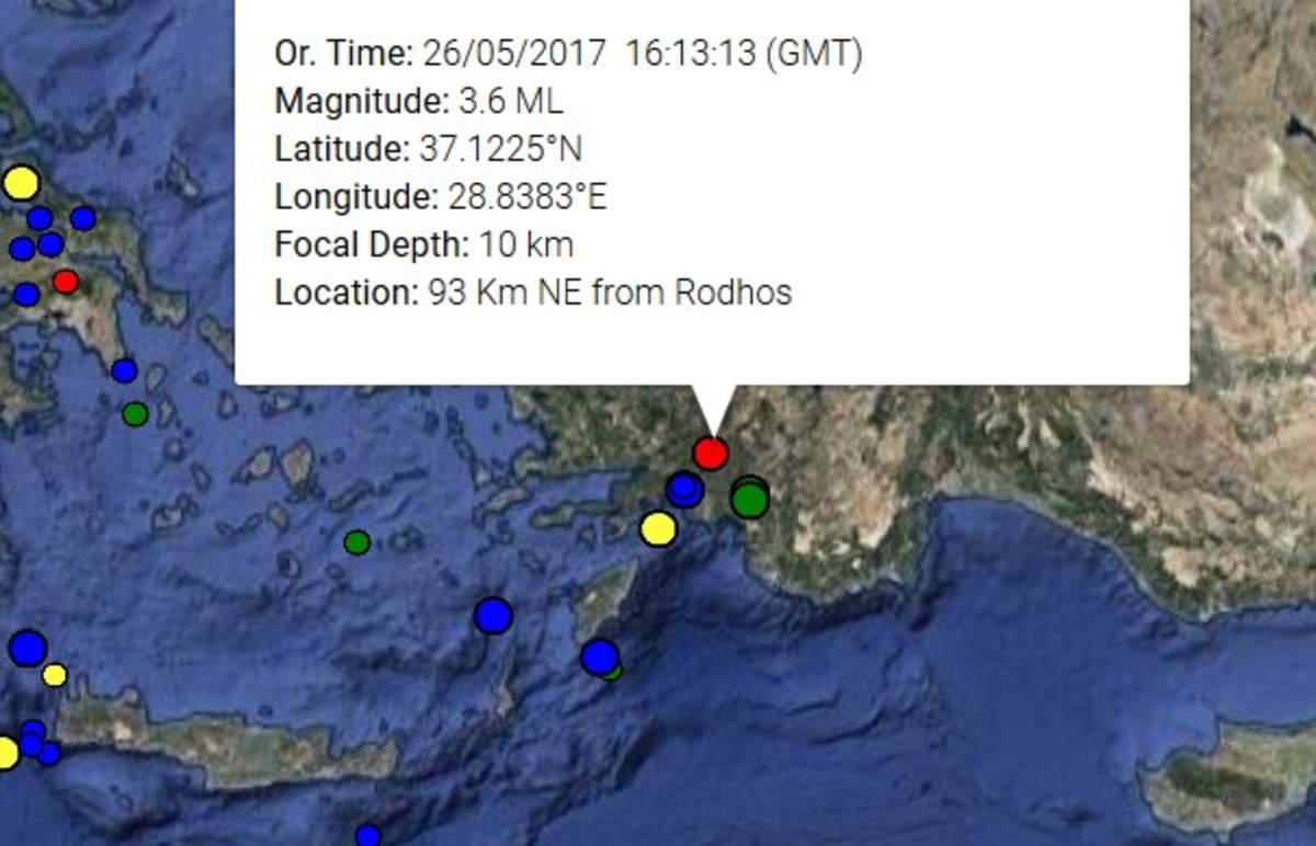 Ο χάρτης του σεισμού από το Γεωδυναμικό Ινστιτούτο