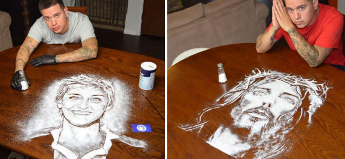 Αυτός ο άνδρας δημιουργεί απίστευτες προσωπογραφίες χρησιμοποιώντας μόνο αλάτι (ΦΩΤΟ + ΒΙΝΤΕΟ)