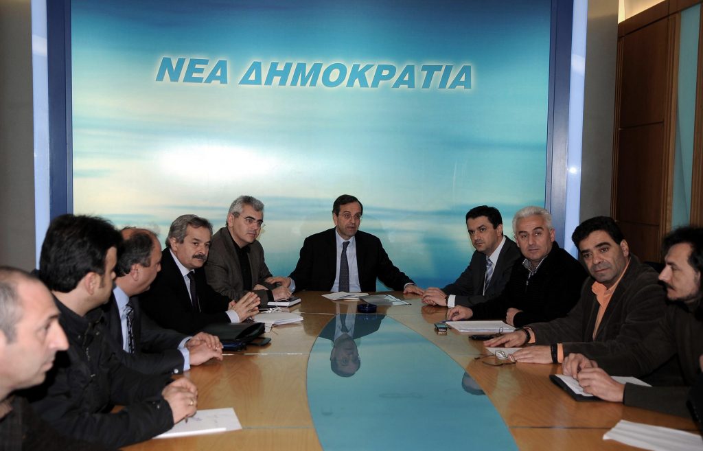 Στιγμιότυπο από τη συνάντηση του Α. σαμαρά με εκπροσώπους αγροτών ΦΩΤΟ EUROKINISSI