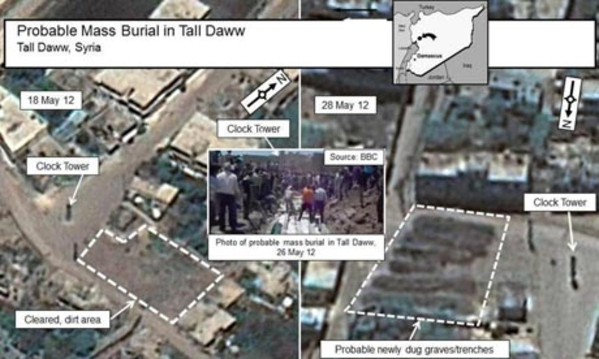 Συρία: Δορυφορικές φωτογραφίες δείχνουν μαζικούς τάφους στη Χούλα