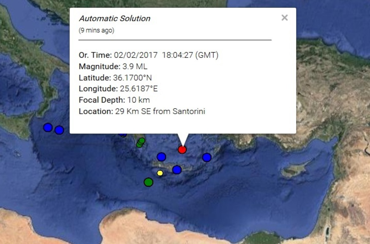 Ο χάρτης του σεισμού από το Γεωδυναμικό Ινστιτούτο