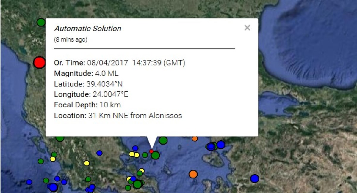 Σεισμός βόρεια της Αλοννήσου