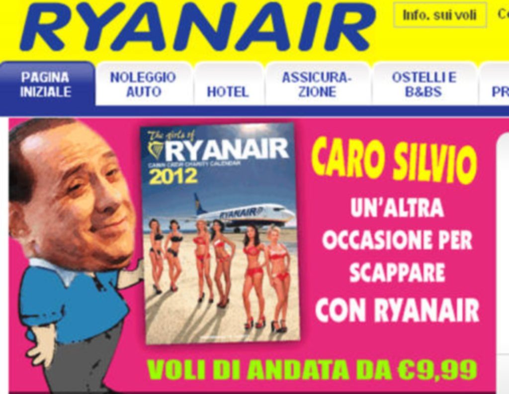 “Αγαπητέ Μπερλουσκόνι, άλλη μια ευκαιρία να αποδράσετε με τη Ryanair”