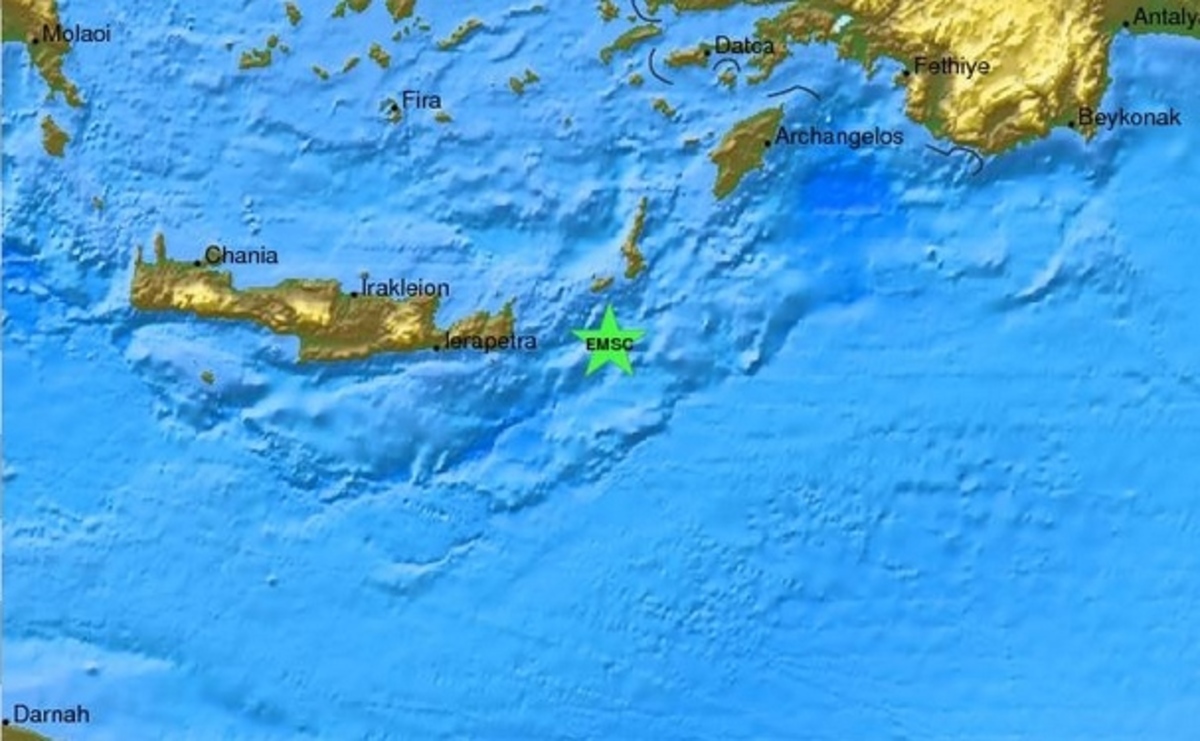 Ο χάρτης του πρώτου σεισμού από το Ευρωμεσογειακό Σεισμολογικό Κέντρο
