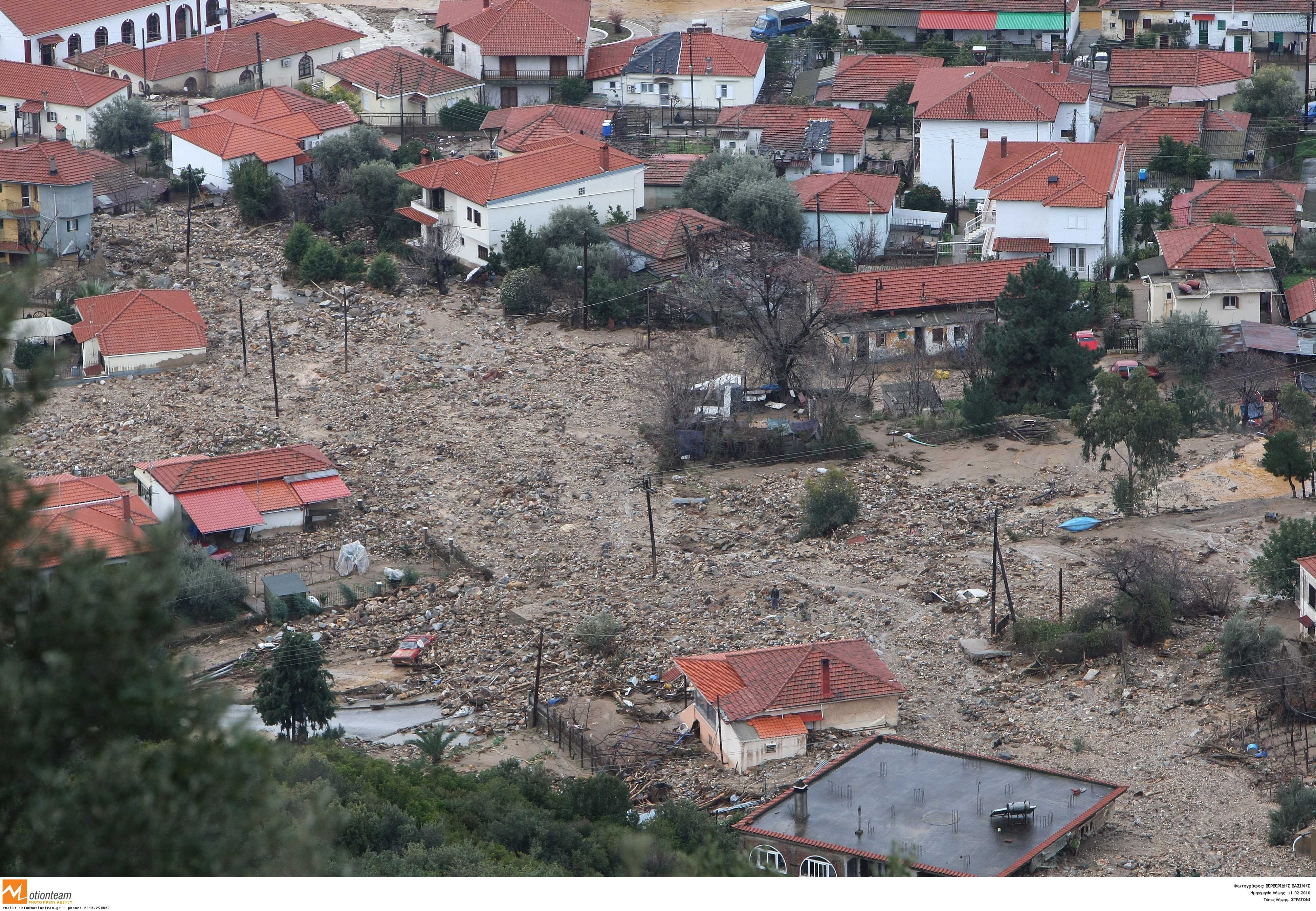 Μεγάλη η καταστροφή στο Στρατώνι της Χαλκιδικής από τη θεομηνία. ΦΩΤΟ EUROKINISSI