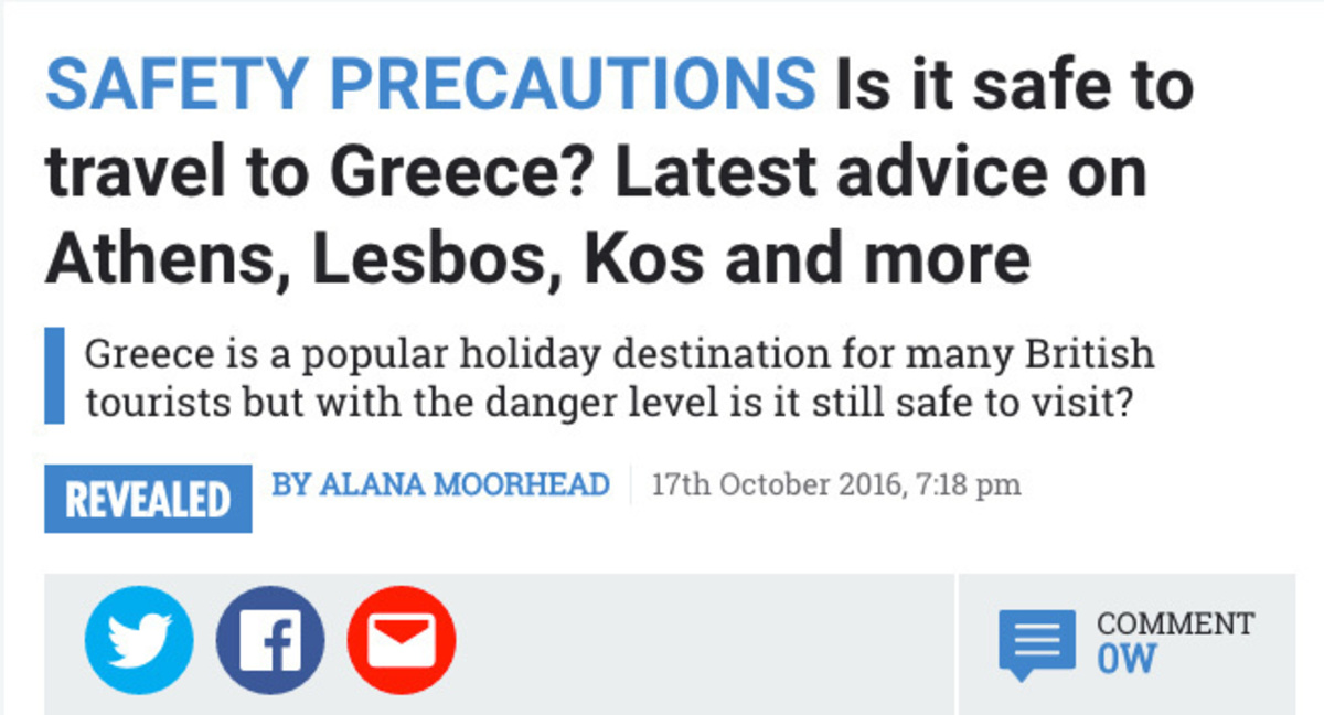 Ύποπτο δημοσίευμα της βρετανικής SUN! – Αναρωτιέται πόσο ασφαλής χώρα είναι η Ελλάδα