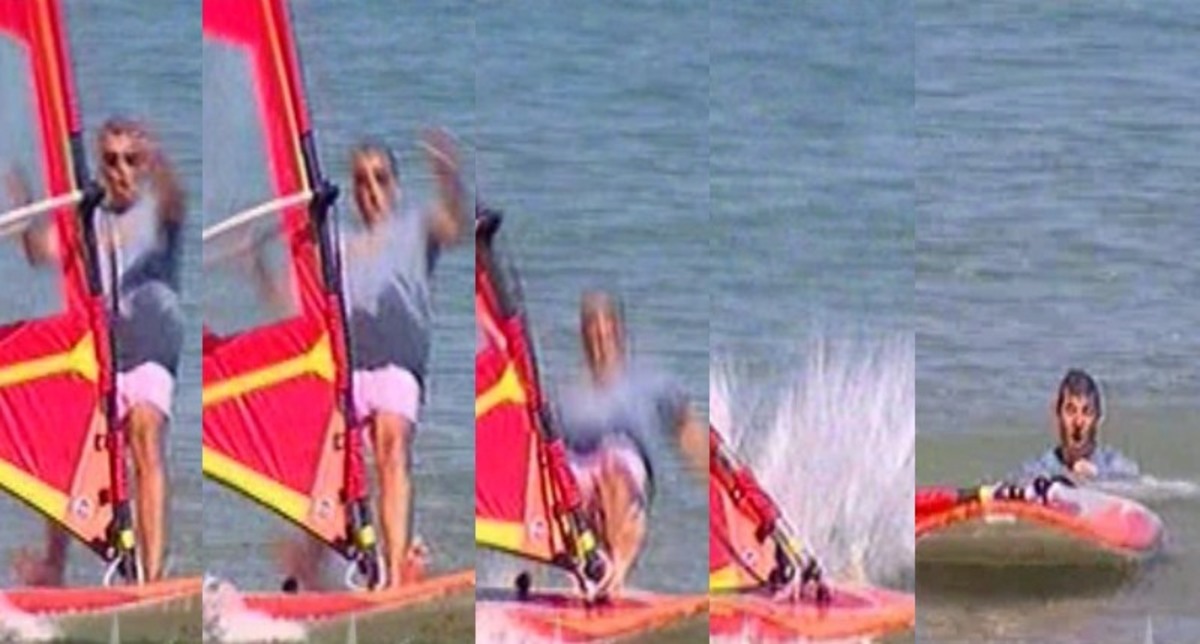 Απίστευτη τούμπα του Γιώργου Λιάγκα την ώρα που έκανε windsurf!