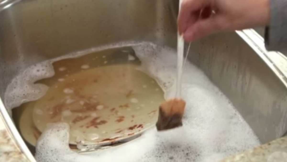 Βάζει σακουλάκια τσαγιού στα πιάτα για πλύσιμο. Δείτε γιατί!