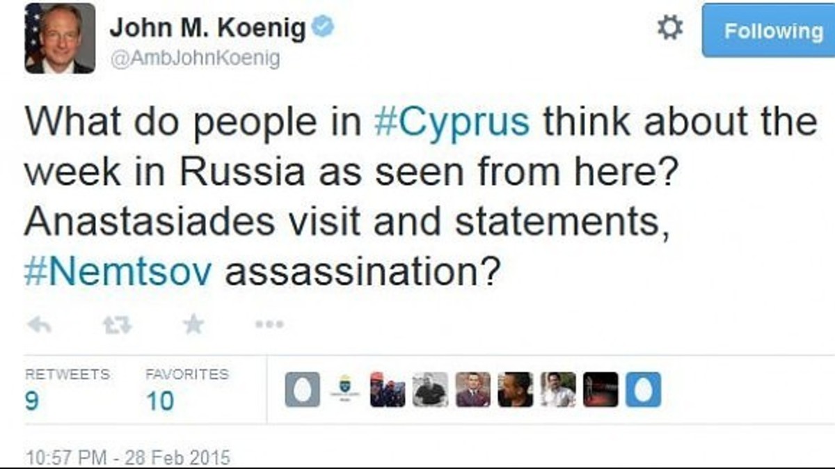 Κύπρος: Σάλος από το tweet του αμερικανού πρέσβη για την επίσκεψη Αναστασιάδη στην Μόσχα