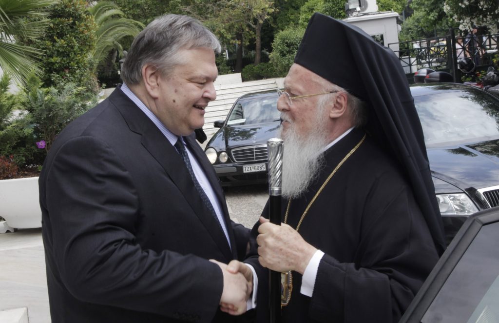 Βαρθολομαίος σε Βενιζέλο: Στο πρόσωπό σας χαιρετίζω την έντιμον ελληνική κυβέρνηση