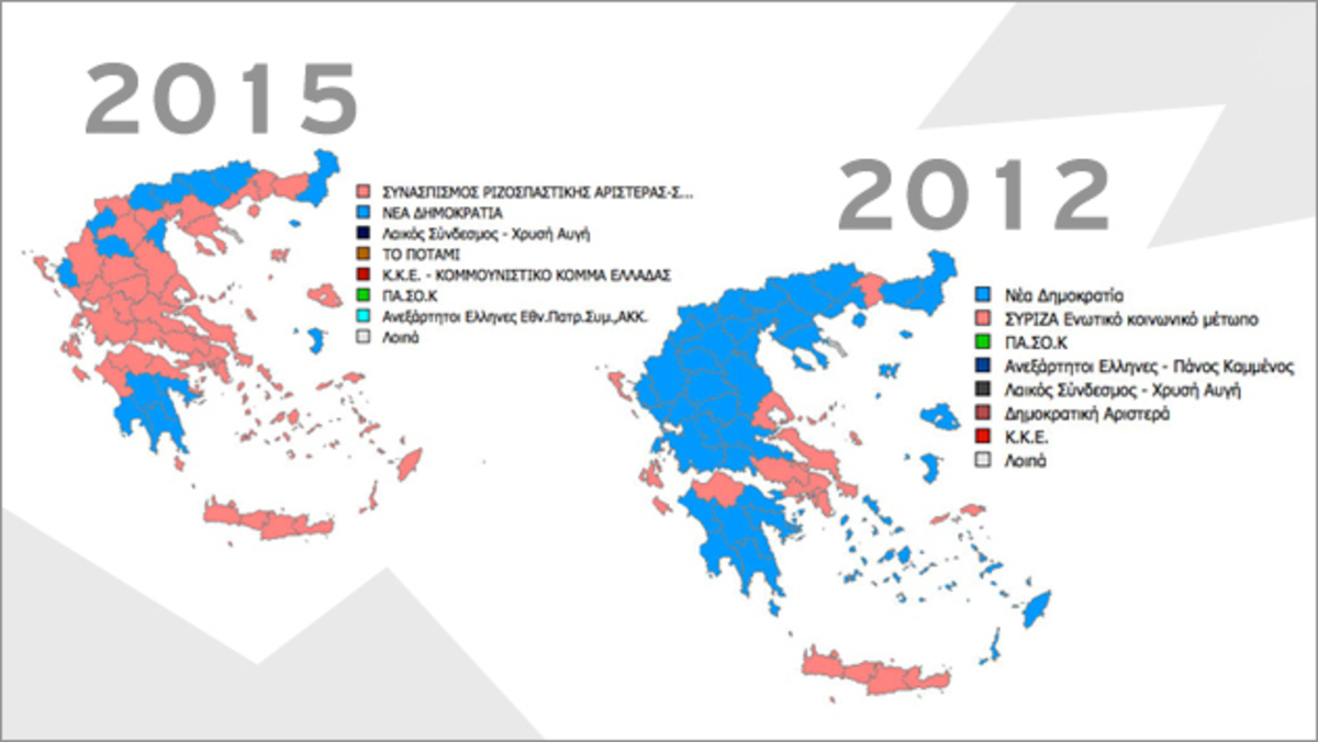 Αποτελέσματα εκλογών 2015: Που χάνουν και που κερδίζουν ΝΔ και ΣΥΡΙΖΑ