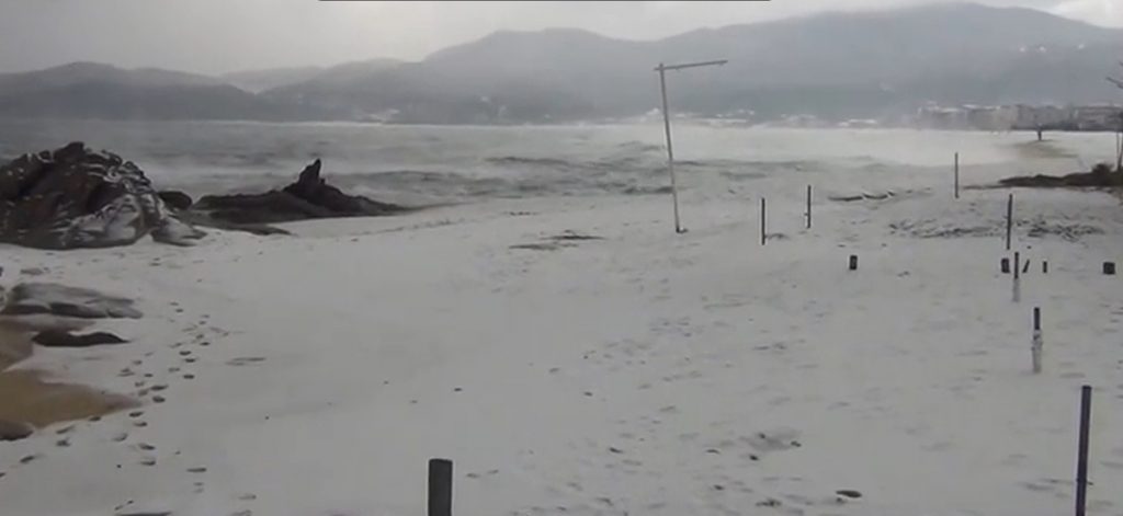 ΒΙΝΤΕΟ: Τα χιόνια έφτασαν μέχρι τη θάλασσα στη Χαλκιδική!