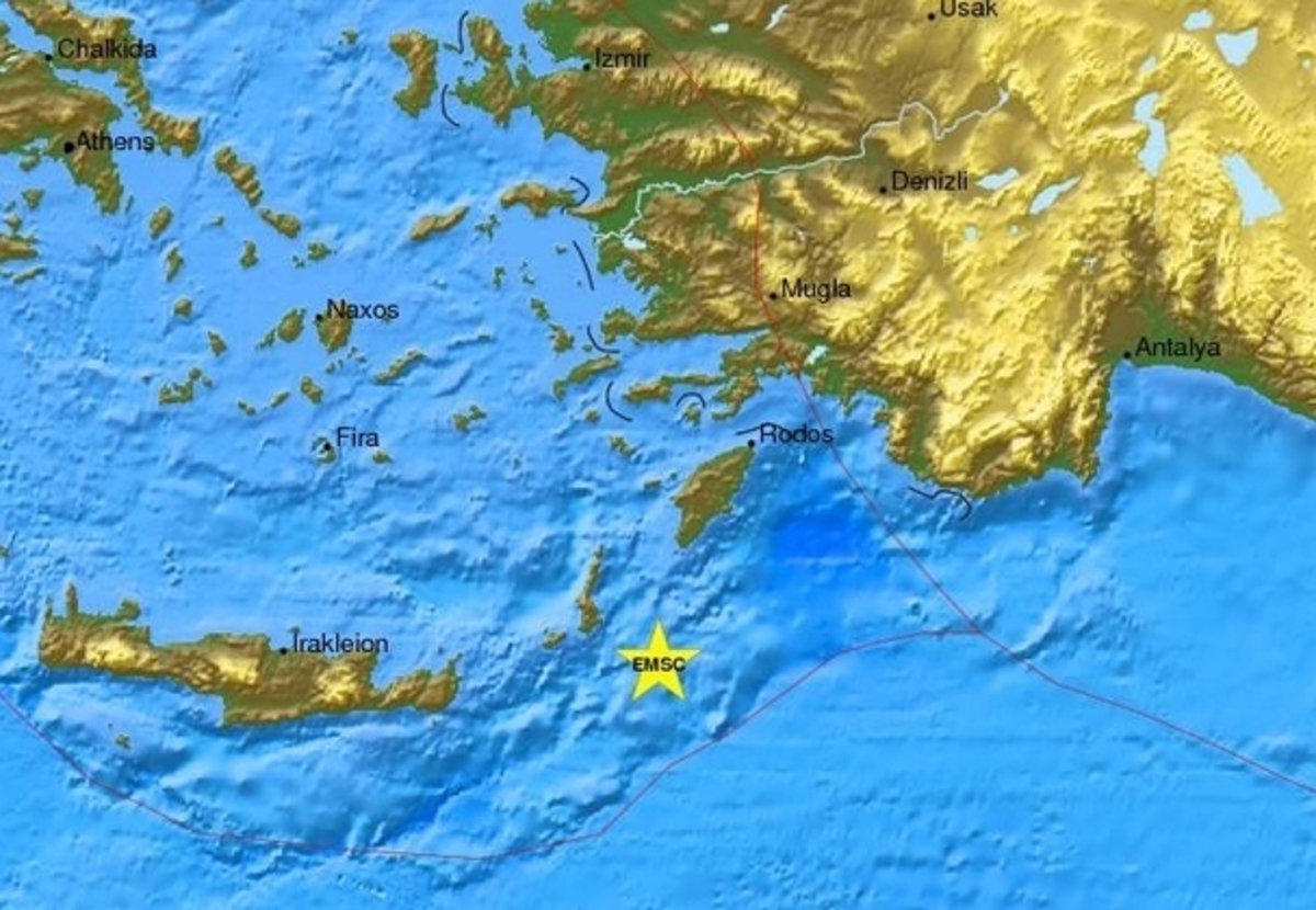 Ο χάρτης του σεισμού από το Ευρωμεσογειακό Σεισμολογικό Κέντρο