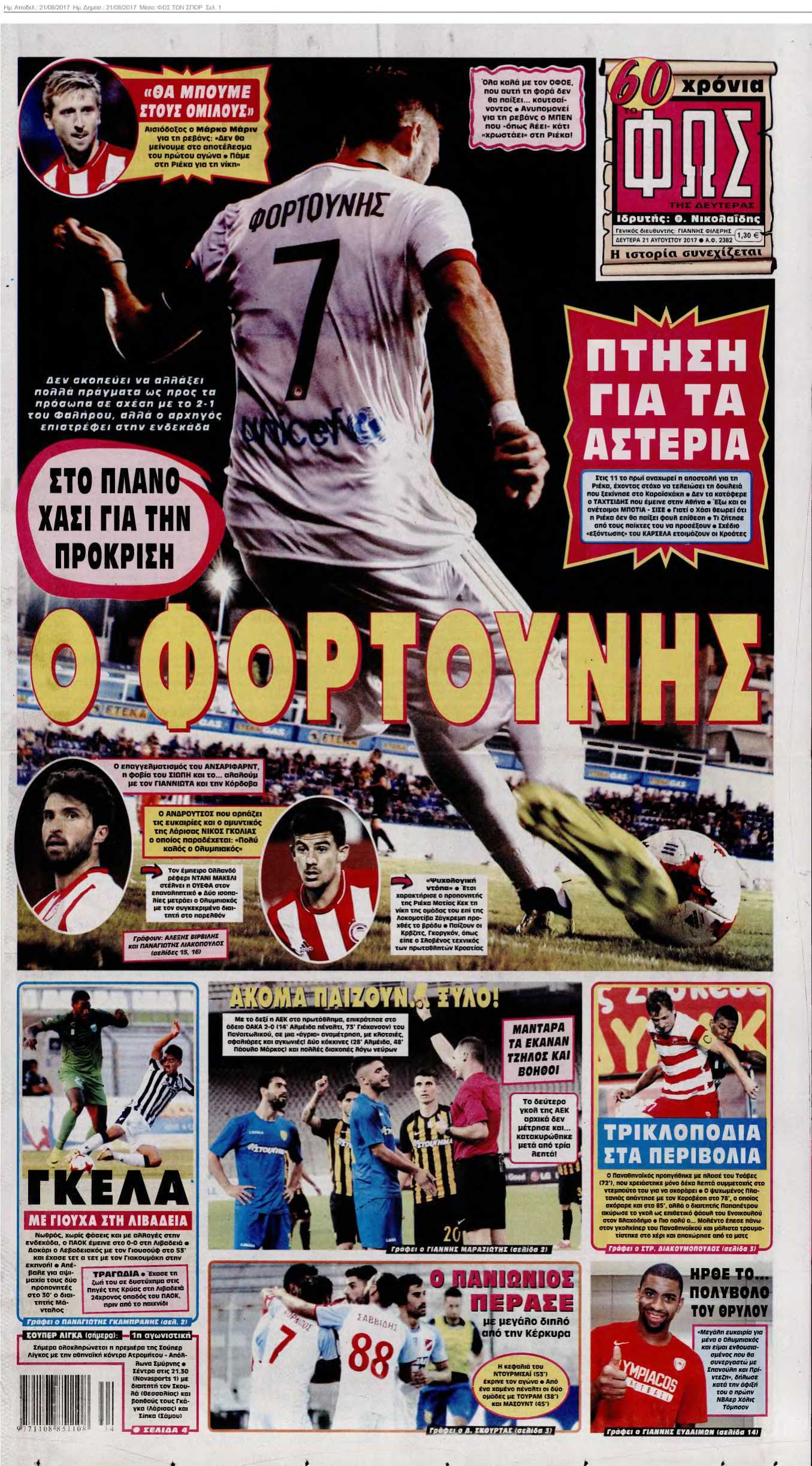 ΦΩΣ ΤΩΝ ΣΠΟΡ 21-08-2017
