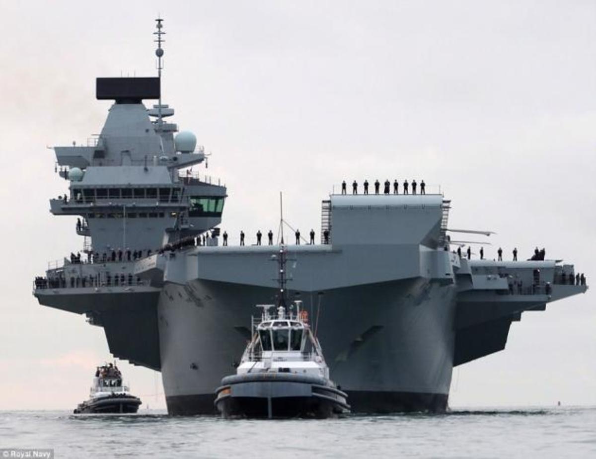 HMS Queen Elizabeth: Το ισχυρό αεροπλανοφόρο της Βρετανίας δένει στο Πόρτσμουθ [pics,vid]
